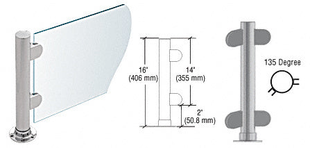 CRL Brushed Stainless 16" Round PP06 Elegant Series Counter/Partition 135 Degree Post With Air Space *DISCONTINUED*