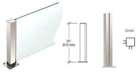 CRL 24" High 1-1/2" Square PP43 Plaza Series Counter/Partition Corner Post