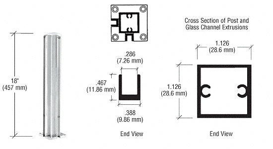CRL 18" Corner Design Series Partition Post