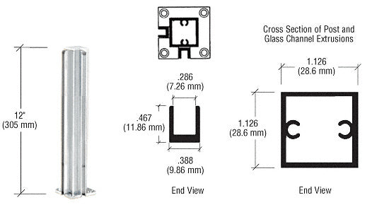 CRL 12" Corner Design Series Partition Post