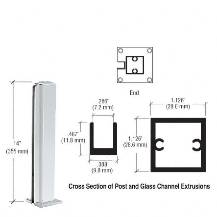 CRL Satin Anodized 14" End Design Series Partition Post