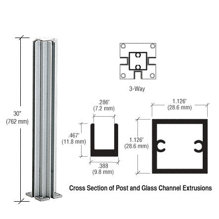 CRL 30" 3-Way Design Series Partition Post