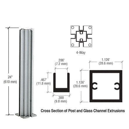 CRL  24" 4-Way Design Series Partition Post