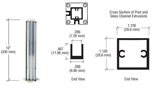 CRL 12" Corner Design Series Partition Post