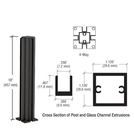 CRL 18" 4-Way Design Series Partition Post