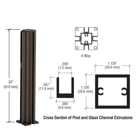 CRL  24" 4-Way Design Series Partition Post