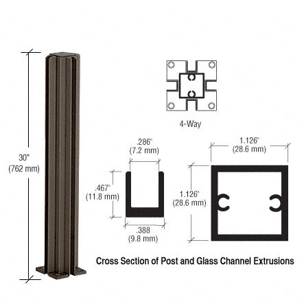 CRL 30" 4-Way Design Series Partition Post