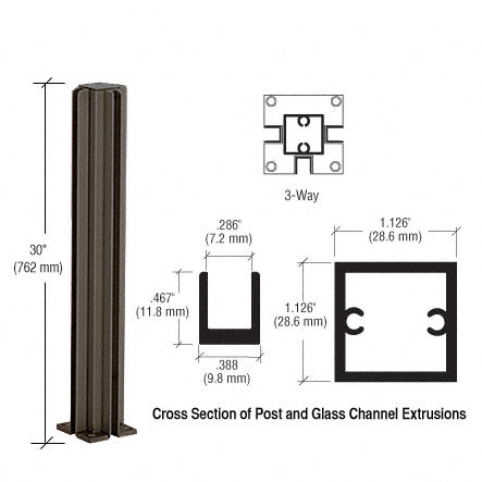 CRL 30" 3-Way Design Series Partition Post