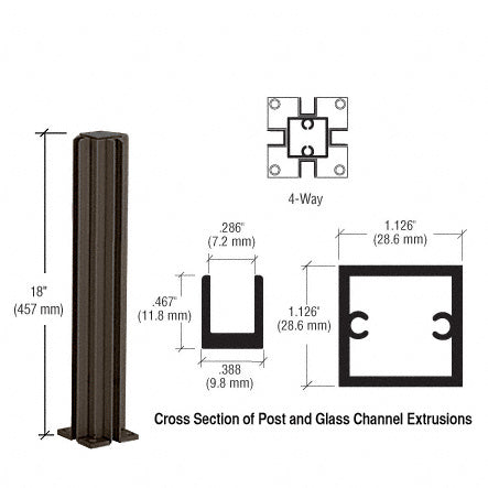 CRL 18" 4-Way Design Series Partition Post