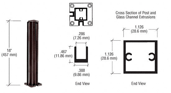 CRL 18" Corner Design Series Partition Post