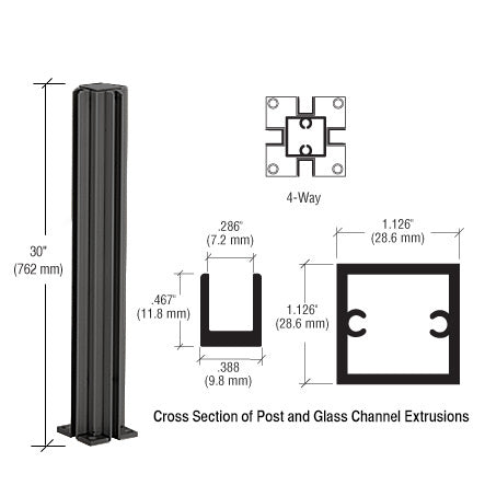 CRL 30" 4-Way Design Series Partition Post