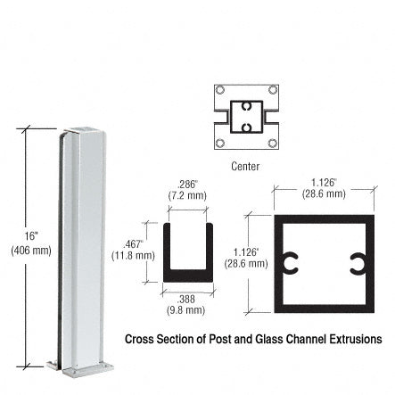 CRL Satin Anodized 16" Center Design Series Partition Post