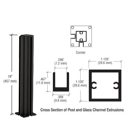 CRL 18" Corner Design Series Partition Post