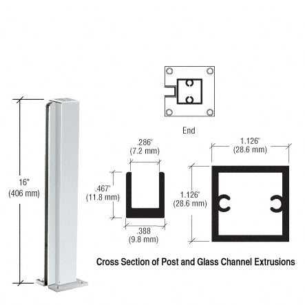 CRL Satin Anodized 16" End Design Series Partition Post