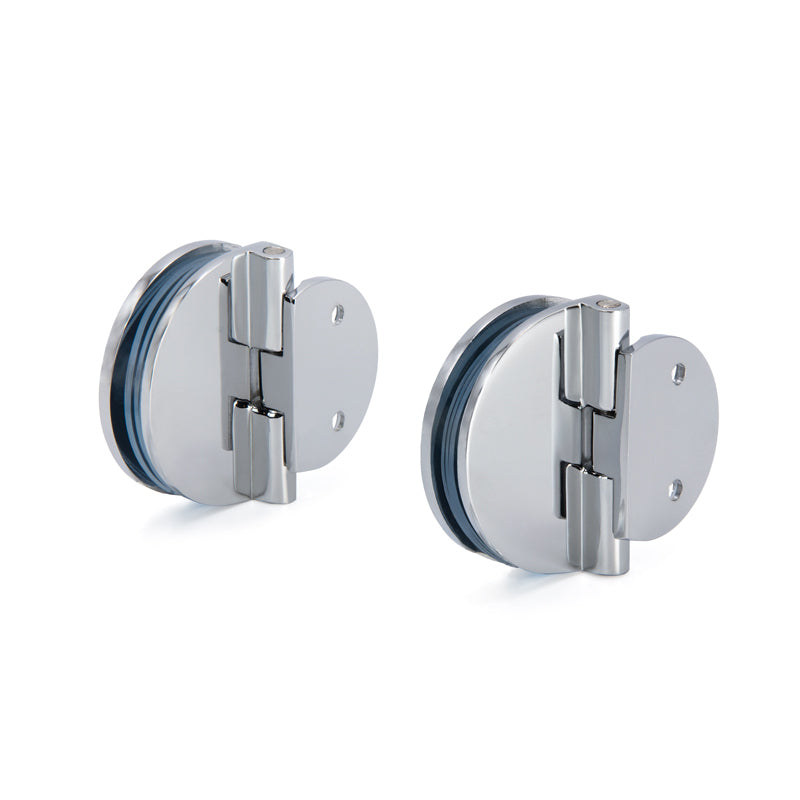 FHC Half Round Series Hinges For 1/4" To 5/16" Glass - Chrome - 2pk