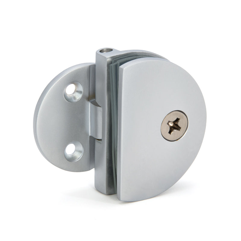 FHC Half Round Series Hinges For 1/4" To 5/16" Glass - Satin Chrome - 2pk