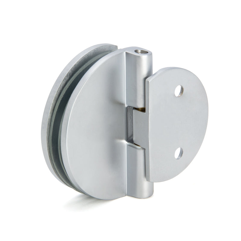 FHC Half Round Series Hinges For 1/4" To 5/16" Glass - Satin Chrome - 2pk