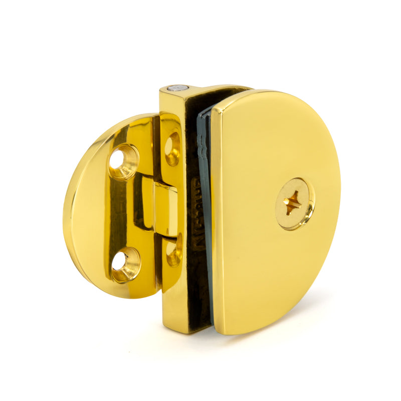 FHC Half Round Series Hinges For 1/4" To 5/16" Glass - Polished Brass - 2pk
