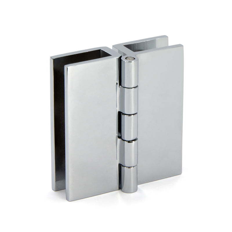 FHC Large Glass-To-Glass Set Screw Outswing Hinges For 3/16" To 5/16" Glass - Chrome - 2pk