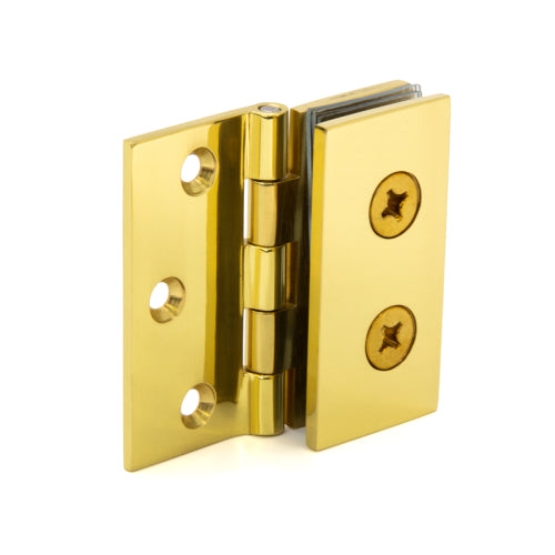 FHC Double Wall-To-Glass Hinges For 1/4" To 5/16" Glass - Polished Brass - 2pk