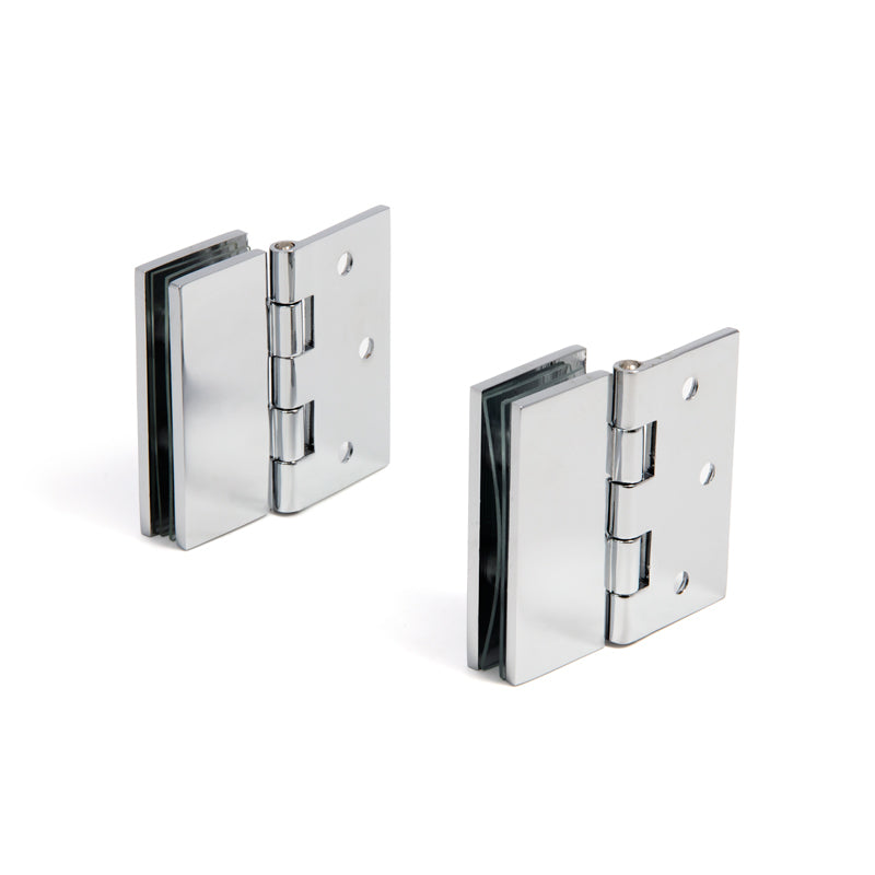 FHC Double Wall-To-Glass Hinges For 1/4" To 5/16" Glass - Chrome - 2pk