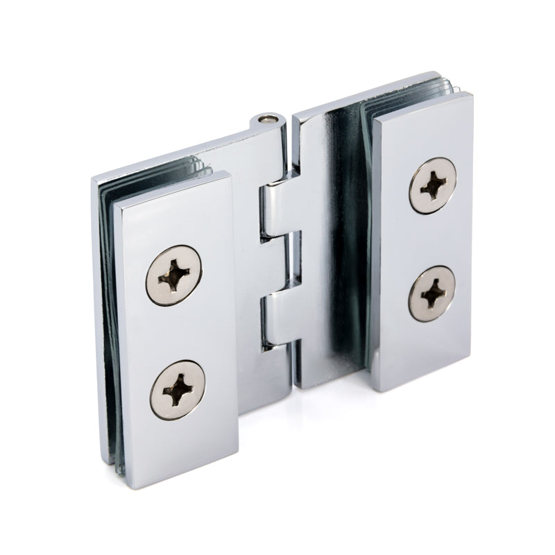 FHC Double 90 Degree Glass-To-Glass Hinges For 1/4" To 5/16" Glass - Chrome - 2pk