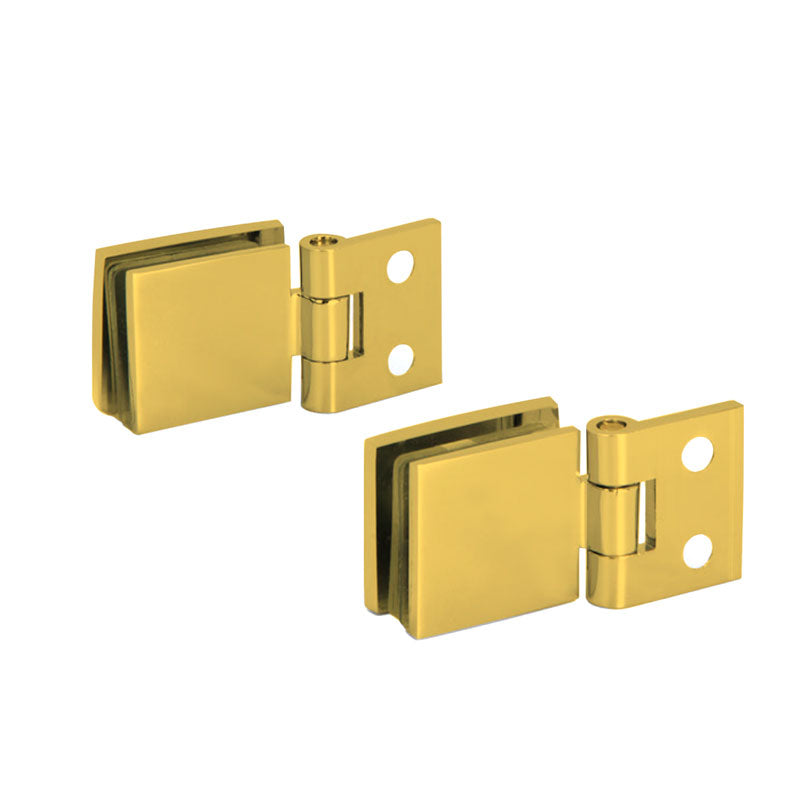 FHC Single Swing Wall-To-Glass Hinges For 1/4" To 5/16" Glass - Polished Brass - 2pk