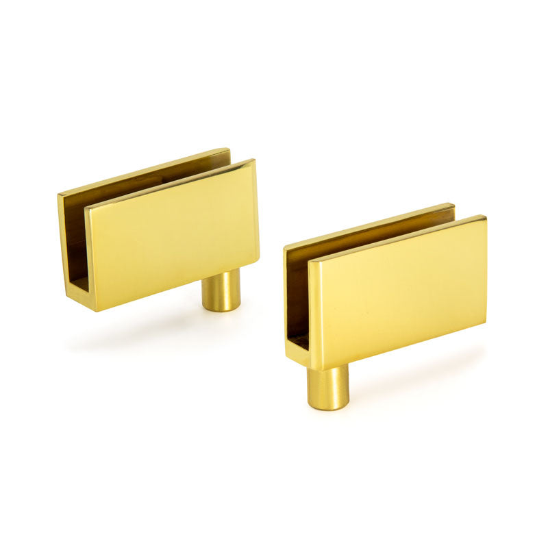 FHC Wide Glass Door Pivot Hinges For 1/4" To 5/16" Glass - Polished Brass - 2pk