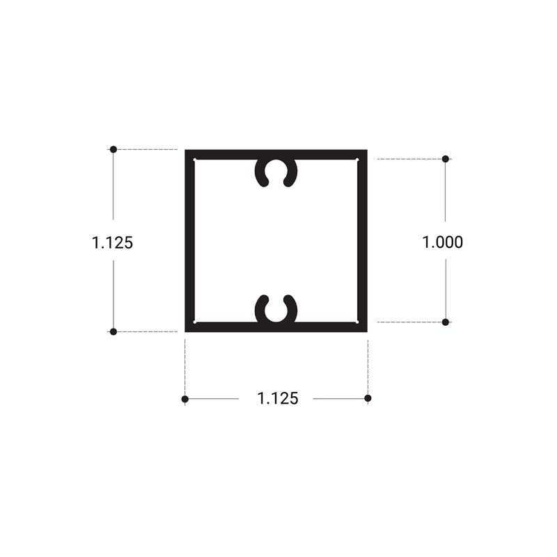 FHC 1-1/8" Square Partition Post 144" Long Extrusion