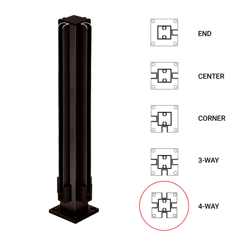 FHC 12" 4-Way 1" Air Space Partition Post