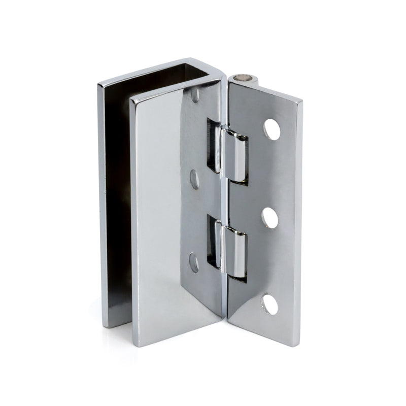 FHC Large Wall Mount Set Screw Hinges For 3/16" To 5/16" Glass - Chrome - 2pk