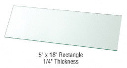CRL 5" x 18" Rectangular 1/4" Clear Tempered Glass Shelf - 5/Pk *DISCONTINUED*