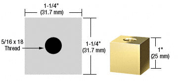 CRL 1-1/4" Square Standoff Base 1" in Length