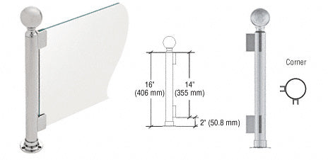CRL 16" Round PP04 Elegant Series Counter/Partition Corner Post With Air Space *DISCONTINUED*