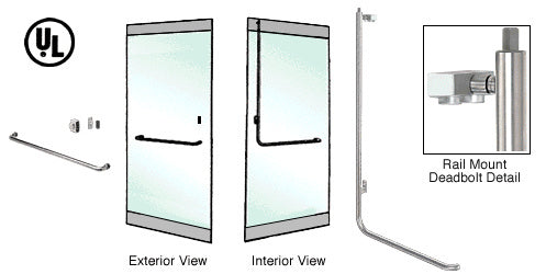 CRL-Blumcraft® Stainless Left Hand Double Acting Rail Mount Keyed Access "A" Exterior Top Securing Deadbolt Handle