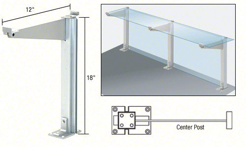 CRL 18" High Partition Post with 12" Deep Top Shelf