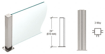 CRL 1-1/2" Square PP43 Plaza Series Counter/Partition Post for 3/8" (10 mm) Glass Additional Image - 3