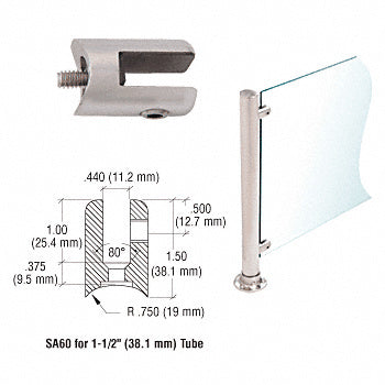 CRL Fixed Glass Fitting for 1-1/2" Tubing