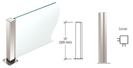 CRL 12" High 1-1/2" Square PP43 Plaza Series Counter/Partition Corner Post