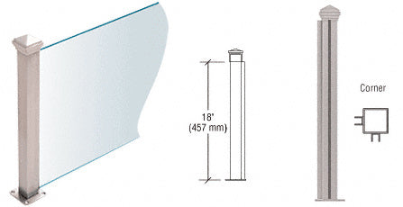 CRL 18" High 1-1/2" Square PP44 Plaza Series Counter/Partition Corner Post