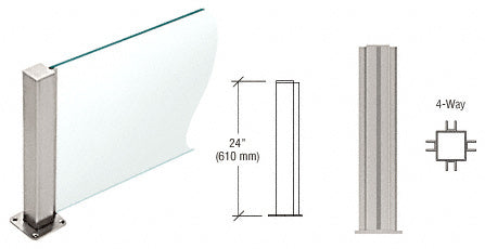 CRL 1-1/2" Square PP43 Plaza Series Counter/Partition Post for 3/8" (10 mm) Glass