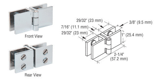 CRL Wide Face Glass-to-Glass Out-Swing Set Screw Hinge