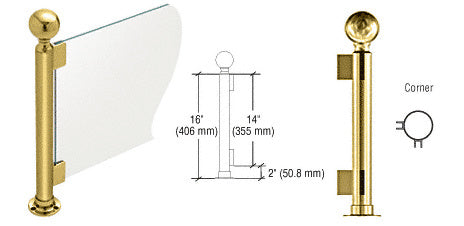 CRL 16" High 2" Round PP05 Elegant Series Counter/Partition Corner Post with Air Space *DISCONTINUED*