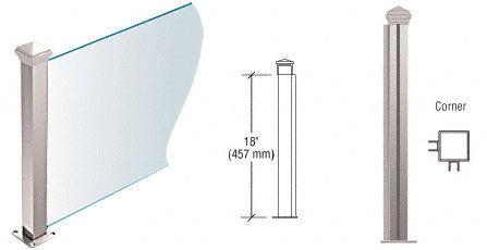 CRL 18" High 1-1/2" Square PP44 Plaza Series Counter/Partition Corner Post