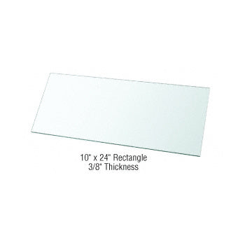 CRL 10" x 24" Rectangle 3/8" Clear Tempered Glass Shelf - 3/Pk