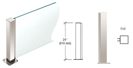 CRL 24" High 1-1/2" Square PP43 Plaza Series Counter/Partition End Post