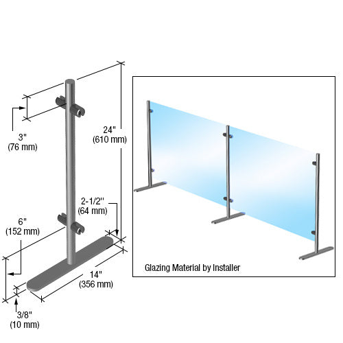 Partition Support Posts CRL Round Portable Partition Center Post, 24” (610 mm) Height x 1” (25