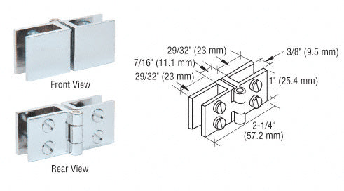CRL Wide Face Glass-to-Glass In-Swing Set Screw Hinge