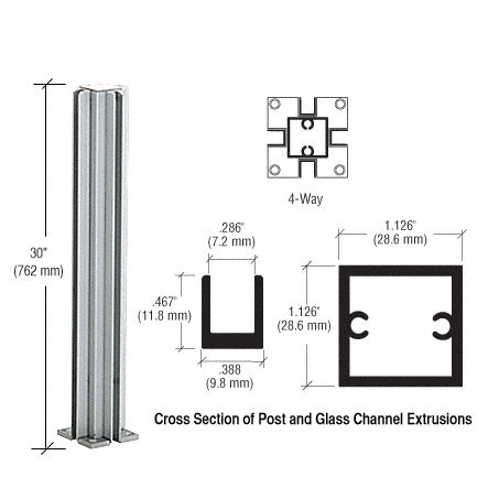 CRL 30" 4-Way Design Series Partition Post