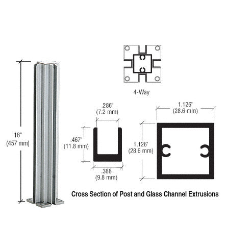 CRL 18" 4-Way Design Series Partition Post